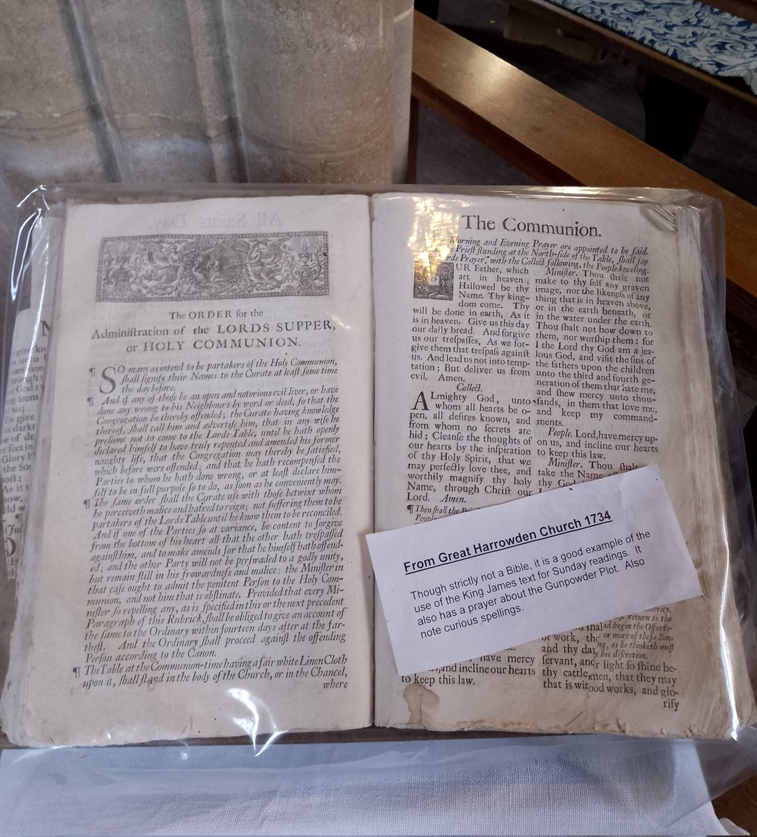 phil0073's tweet image. A service book from 1734 
#AllSaintsGreatHarrowden . #PhilOnaBike #SundayServices