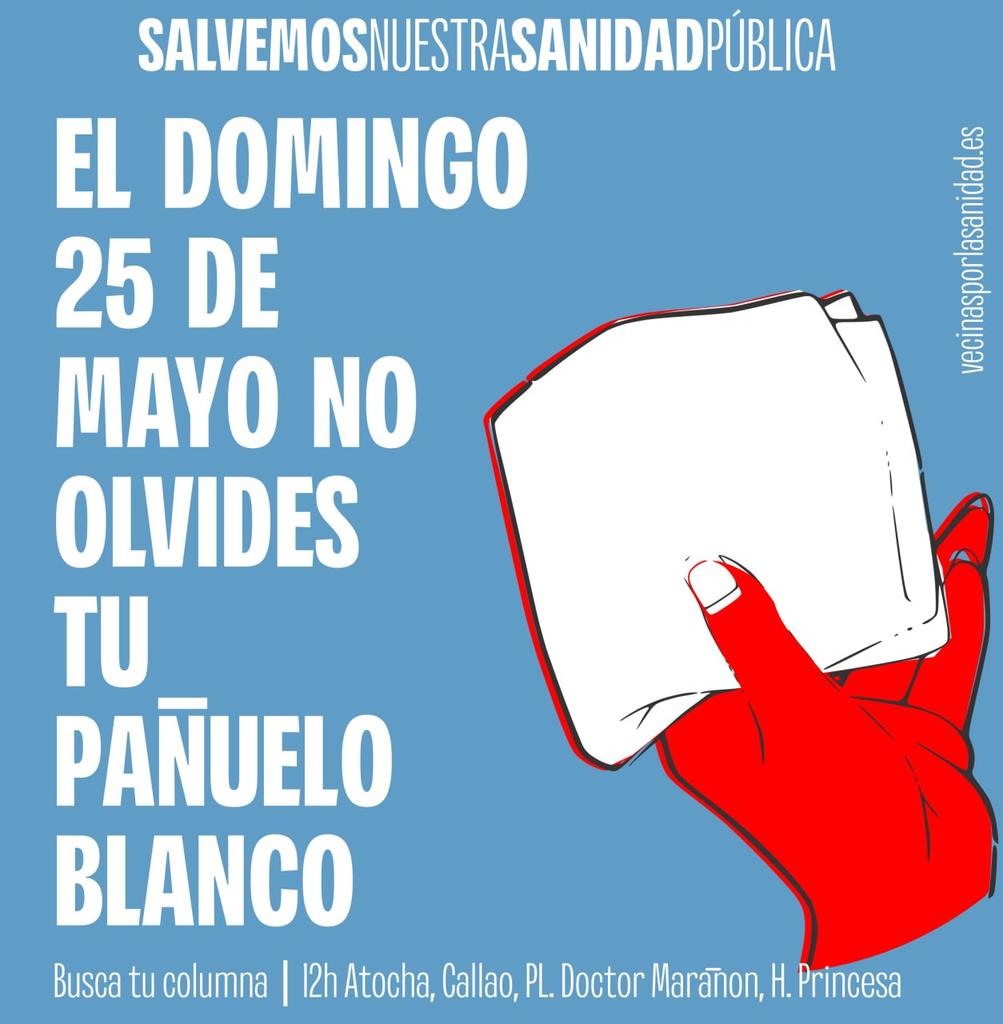 🏳️ Este 25M volvemos a teñir de blanco Cibeles en defensa de nuestra Sanidad.
No olvides decírselo a tu vecina, amigo, madre,padre etc.
Juntas y juntos volveremos hacer historia.
#SalvemosNuestraSanidad
