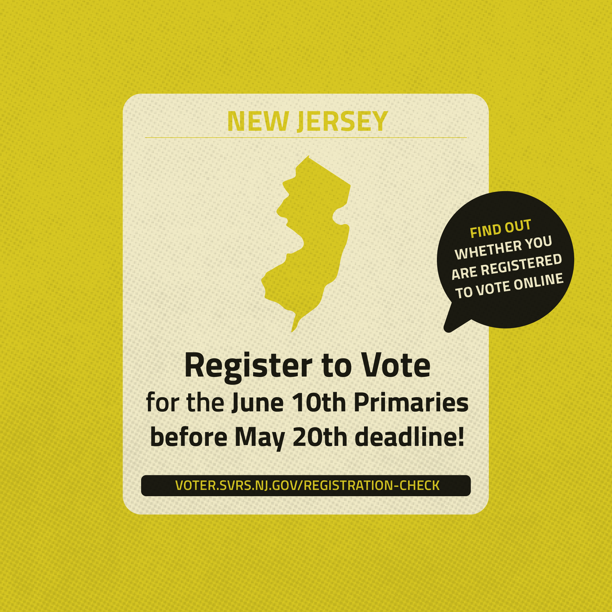 🗳️ NEW JERSEY: Are you ready for the June 10th Primaries?

✅ Register to vote by May 20
✅ Check your registration at voter.svrs.nj.gov/registration-c…
✅ Vote early from May 29–June 2
✅ Vote by mail: request your ballot by June 3
✅ Vote on Election Day: Tuesday, June 10