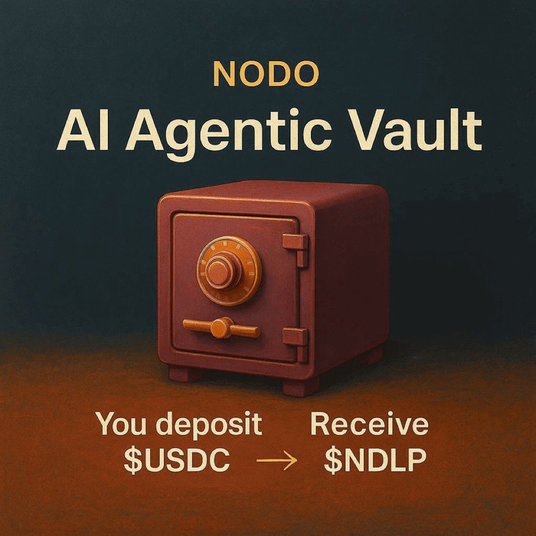 agentvaults's tweet photo. Idle capital loses value in DeFi. NODO AI 

Vault on SuiNetwork: deposit $USDC, get 

$NDLP. AI optimizes liquidity on 

CetusProtocol, earning fees 24/7. NDLP 

grows with profits, APR updates live. 

Withdraw after 1-day cooldown, capital 

stays liquid.

@Official_NODO https://t.co/WHkOmbRV4e
