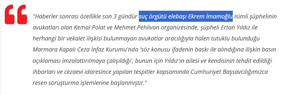 etkiIihaberO1's tweet image. İstanbul Cumhuriyet Başsavcılığı'nın bugün yaptığı basın açıklamasında Ekrem İmamoğlu hakkında "örgüt elebaşı" ifadesini kullandığı görüldü.