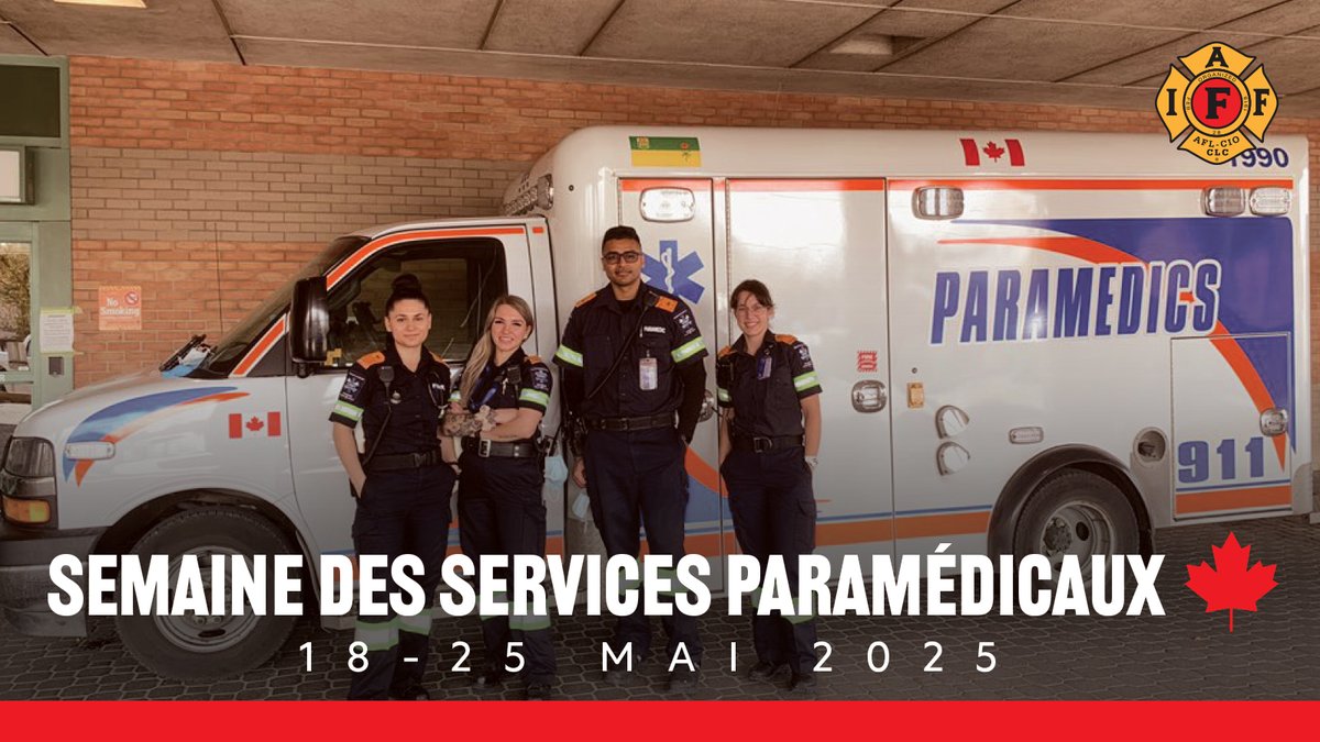 🚑 Pendant la Semaine des services paramédicaux 2025, nous honorons avec fierté les ambulanciers paramédicaux et les professionnels de la santé d'urgence du Canada. 

Vos compétences sont essentiels dans les moments critiques où les Canadiens ont besoin de vous. 

#Merci! #AIP