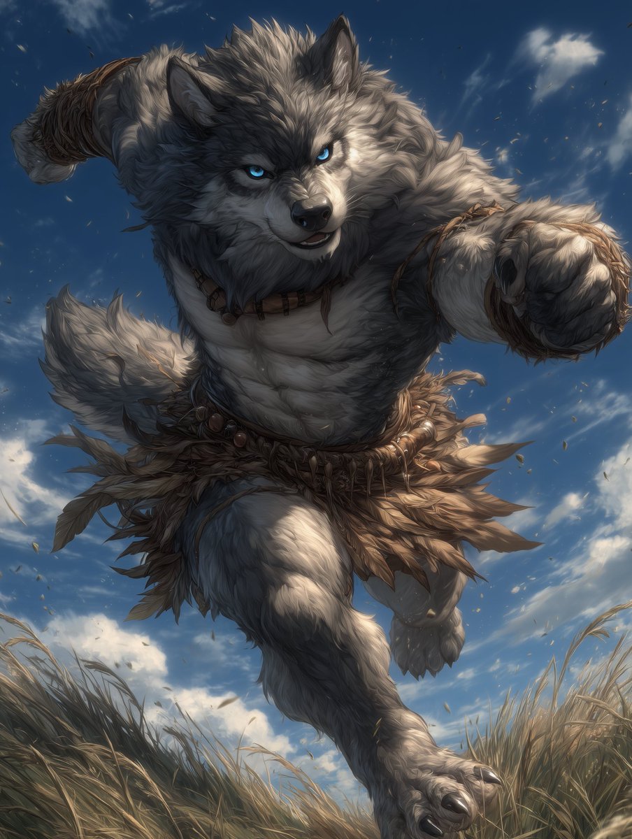 🐺全力疾走のオオカミ💨
“Wolf sprinting at full speed.”
#AIart #furry #kemono #ケモノ #獣人