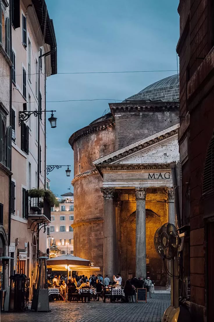 The Pantheon in Rome on a warm summer evening.