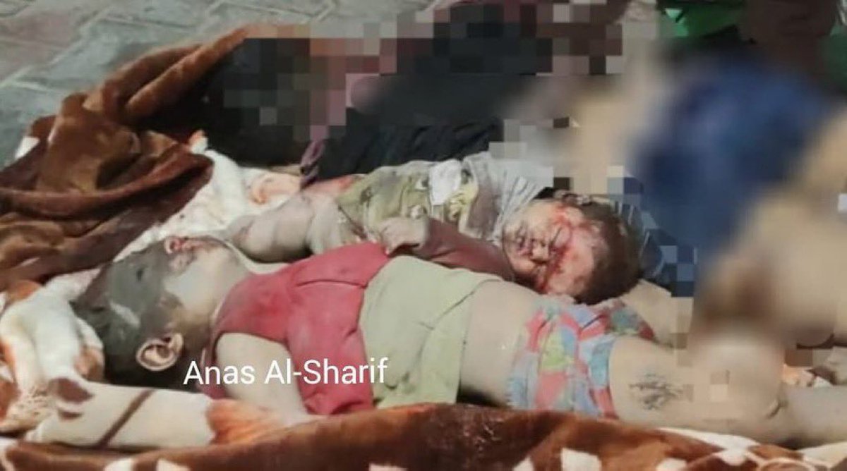 Some of the Nasser family members who Israel murdered three hours ago in their sleep.