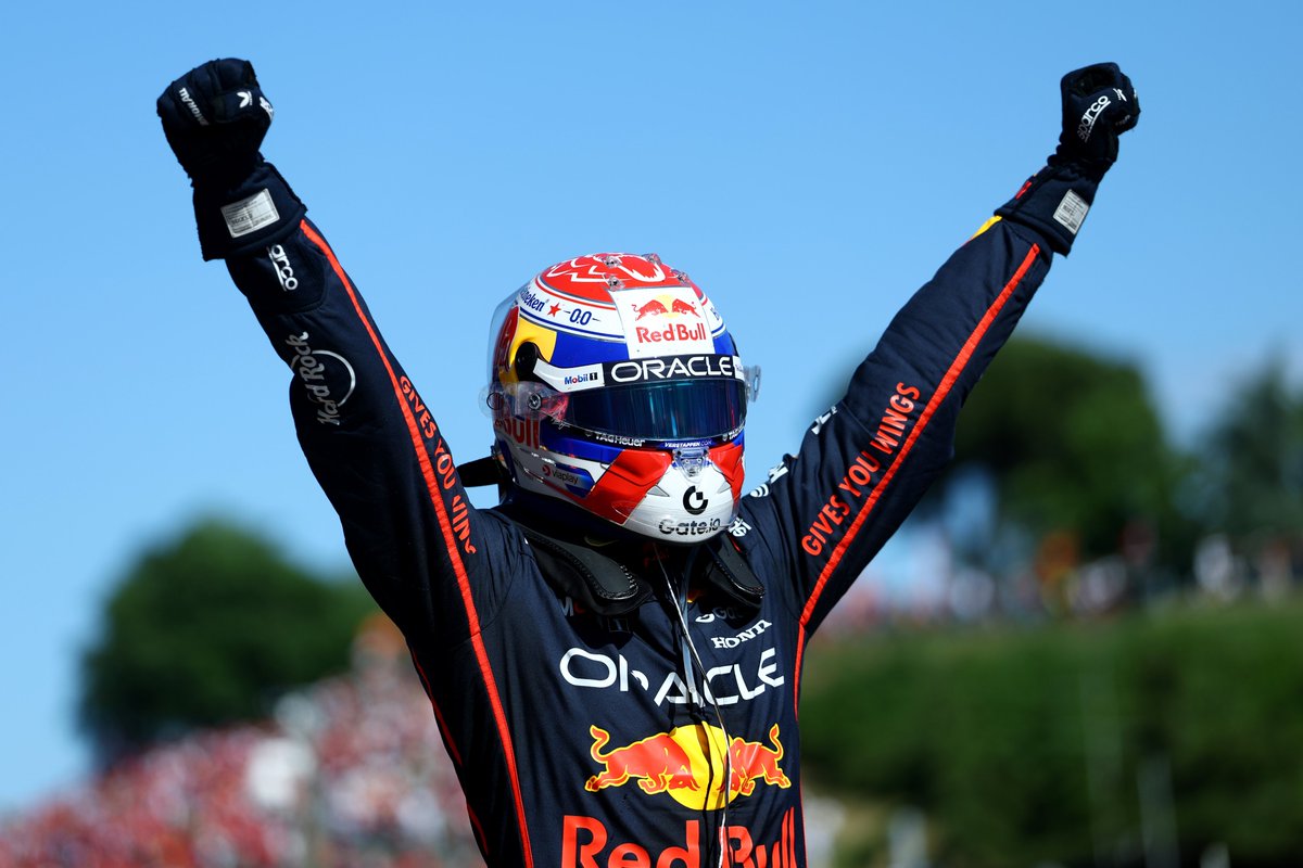 F1's tweet photo. Jubilation for Max and @redbullracing 🥳

#F1 #ImolaGP https://t.co/aUoBC66W6e
