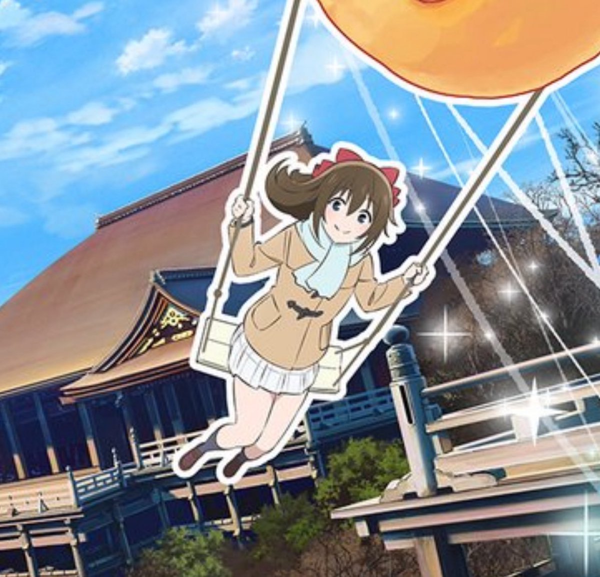 Who else's daughter is sat up on a takoyaki hot air balloon swing?? Nobody do it like her fr