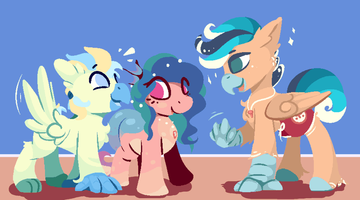 Quick birb meetup on the beach 🌅
#mlp #pony #gryphon