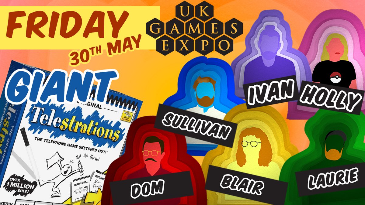 Coming soon…. Friday the 30th… We bring to you GIANT TELESTRATIONS!

At UKGE, we’re kicking things off with the biggest game of Telestrations you’ve ever seen! Watch as we pass along our messages to each other but in drawings, and see how we either succeed, or much more likely,