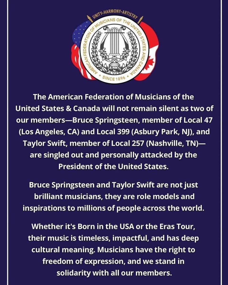 The union makes us strong! Standing up with Bruce Springsteen and Taylor Swift against #Trump's bullying. 

<a href="/springsteen/">Bruce Springsteen</a> <a href="/taylorswift13/">Taylor Swift</a> <a href="/realDonaldTrump/">Donald J. Trump</a>