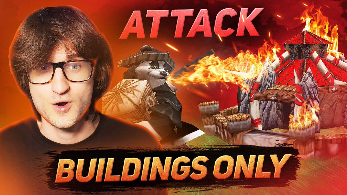 This time I had to win without fighting the enemy army directly. 
My only mission? Destroy every single building of my opponent.  I played as Night Elf, focused on leveling up Panda, and used Goblin Sappers to sneakily blow up the Orc base. 
▶️ Watch now: youtu.be/cIT2RszaTuk
