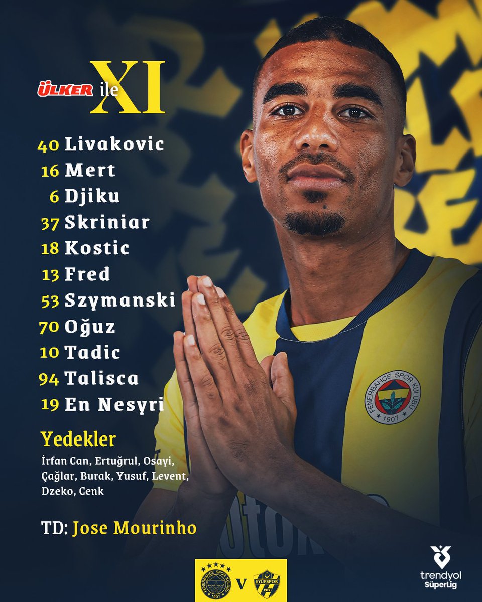 ikas Eyüpspor maçı ilk 11'imiz belli oldu. 

#FBvEYP | <a href="/Ulker/">Ülker</a> | #MaçVarsaÜlkerVar