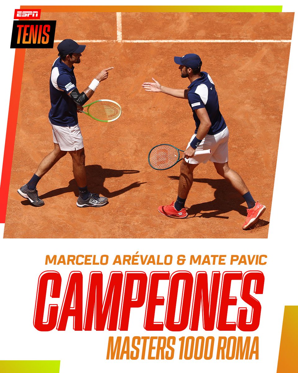 ¡ALEGRÍA LATINOAMERICANA EN #ROMA! 🏆

🇸🇻 Arévalo y 🇭🇷 Pavic derrotaron a los franceses Doumbia y Reboul por 6-4, 6-7 (6) y 13-11 para consagrarse CAMPEONES del Masters 1000. 👏

Es el séptimo título en conjunto para los N°1 del mundo. 🔝