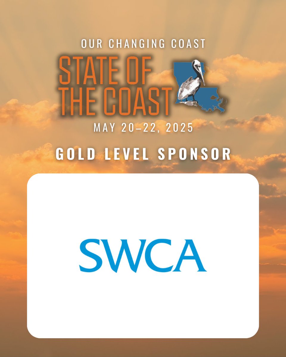 CRCL1988's tweet image. We’re proud to have SWCA as a Gold Level Sponsor of State of the Coast 2025! 🧡 

Your support helps us bring together experts and community members to work toward a stronger, more resilient coast.

View all 2025 sponsors at stateofthecoast.org