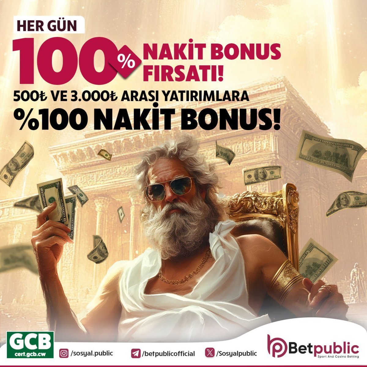 HER GÜN %100 NAKİT BONUS BETPUBLİC'TE !

500 ₺ ve 3.000 ₺ Yatırımlarınıza Özel %100 Nakit Promosyonu!

Yatırımını Yap
Kodu Gir,
Anında Bonusunu Kap!

Kod: "BP100"

BETPUBLİC İLE KAZANANLAR DÜNYASINA ADIM ATIN

Güncel Giriş : Bio'da