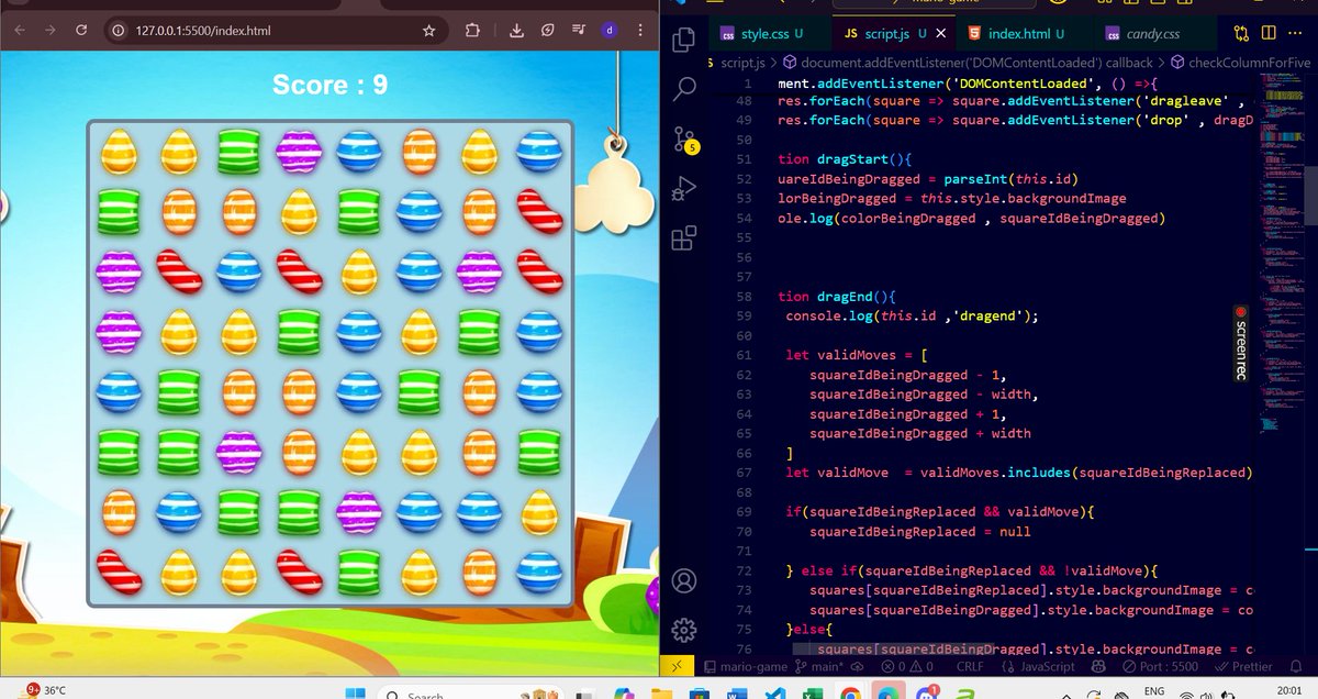 DeepikaY63641's tweet photo. @AteebCeo 🥳📷 just created CANDY CRUSH game with javascript, 📷 🔊 https://t.co/N33E7YLX1w