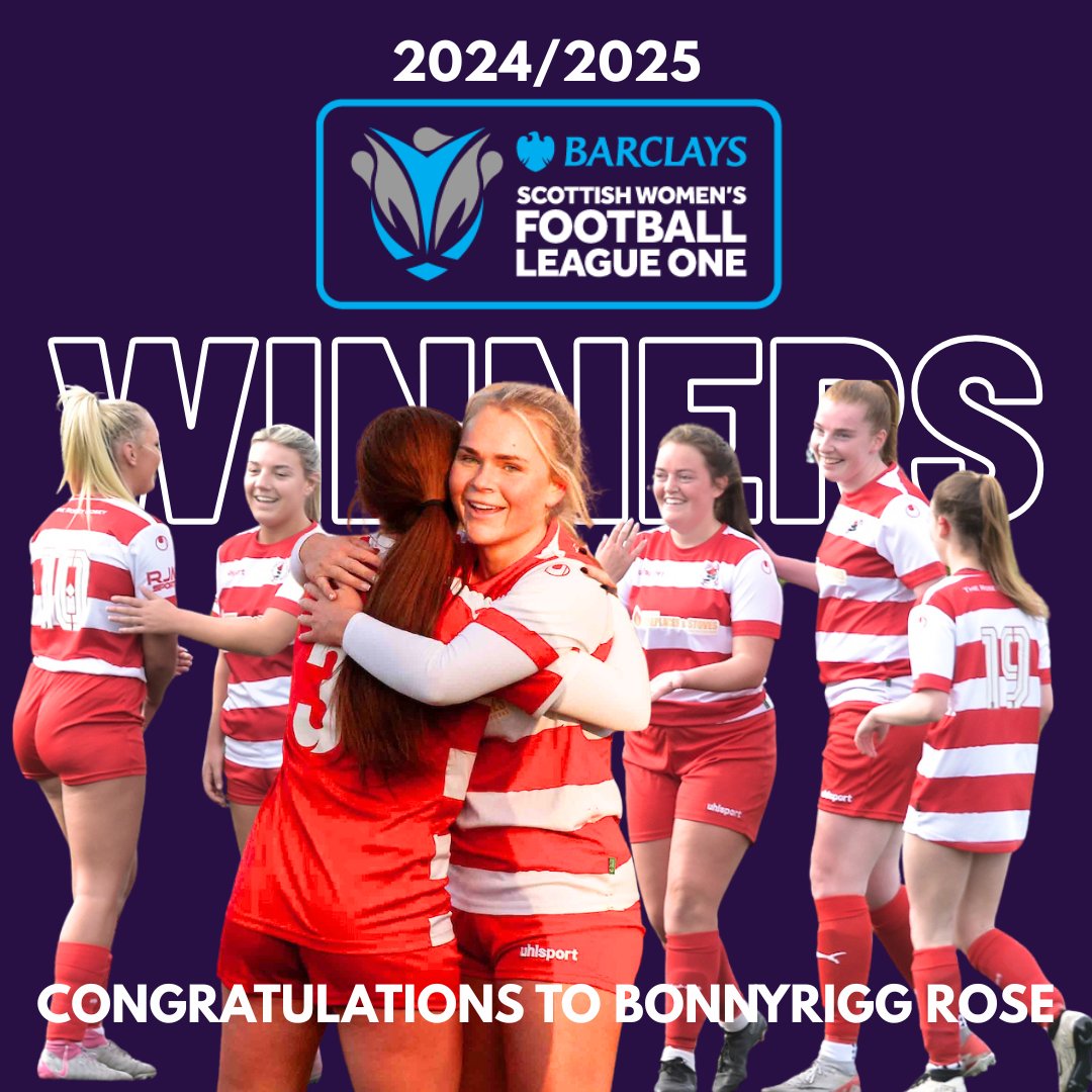 Congratulations to Bonnyrigg Rose for winning the Barclays Scottish Women’s League One title! #BeTheDifference