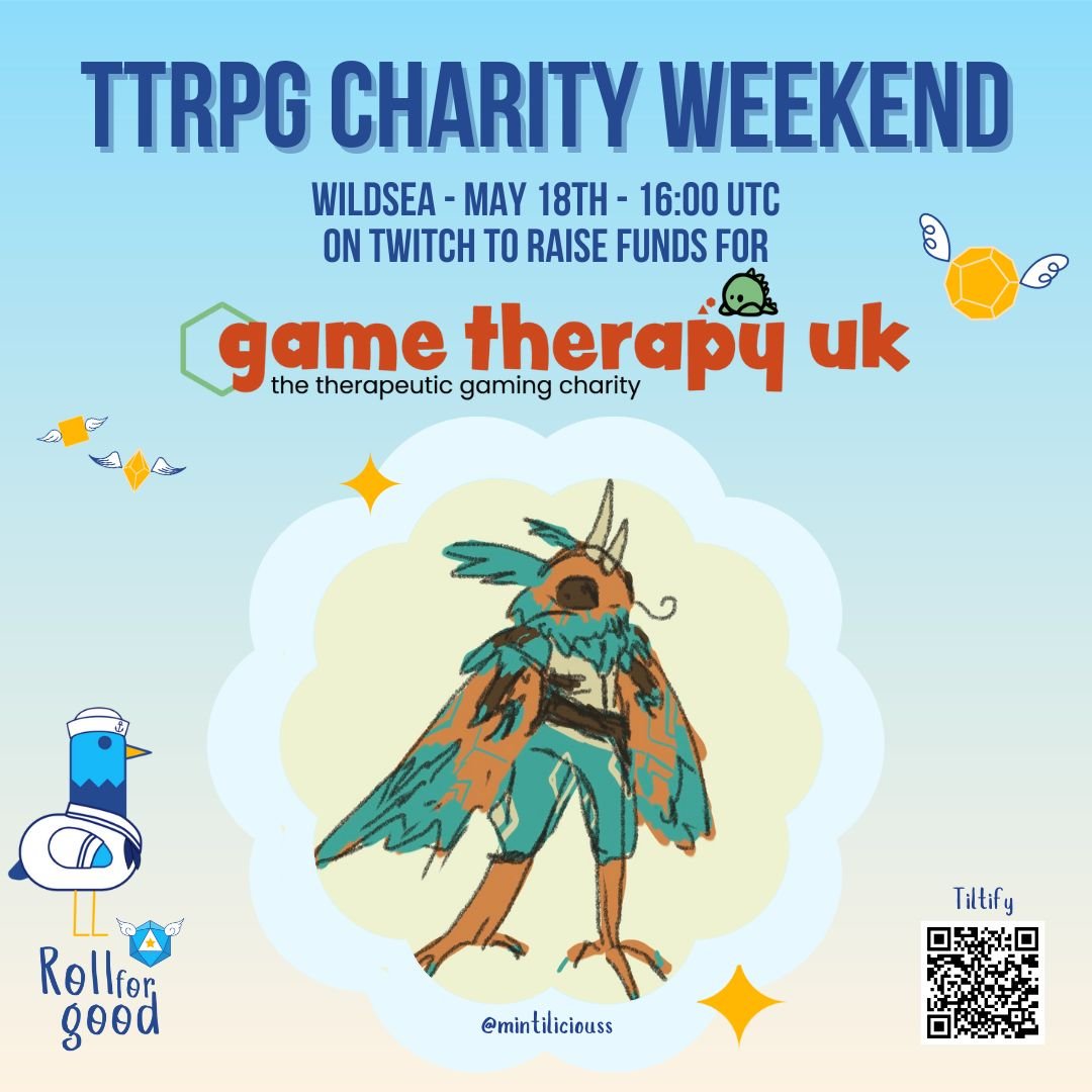 Roll For Good ⭐ TTRPGs For Charity (@rollforgood) on Twitter photo Our Shifters are still fighting a dangerous battle, but soon we'll be sailing the Wildsea. Player <a href="/mintiliciouss/">MILO?????🎙️|| comms open</a> has drawn their character to prepare for the game and it promises to be a grand ending to our #ttrpg charity weekend for @gametherapyuk!
twitch.tv/rollforgood ⭐ Our Shifters are still fighting a dangerous battle, but soon we'll be sailing the Wildsea. Player <a href="/mintiliciouss/">MILO?????🎙️|| comms open</a> has drawn their character to prepare for the game and it promises to be a grand ending to our #ttrpg charity weekend for @gametherapyuk!
twitch.tv/rollforgood ⭐