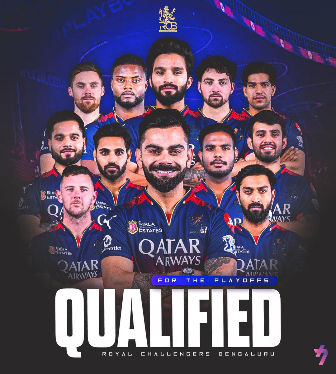 SangitaX_'s tweet photo. RCB QUALIFIED FOR IPL 2025 PLAYOFFS ❤️
One of my favorite teams qualified today 🫡♥️
And let's hope that we bring home the trophy of the final game♥️
@RCBTweets 
@RcbianOfficial 
@imVkohli 
#RoyalChallengersBengaluru 
#RCBPLAYOFF https://t.co/373fiugZkX