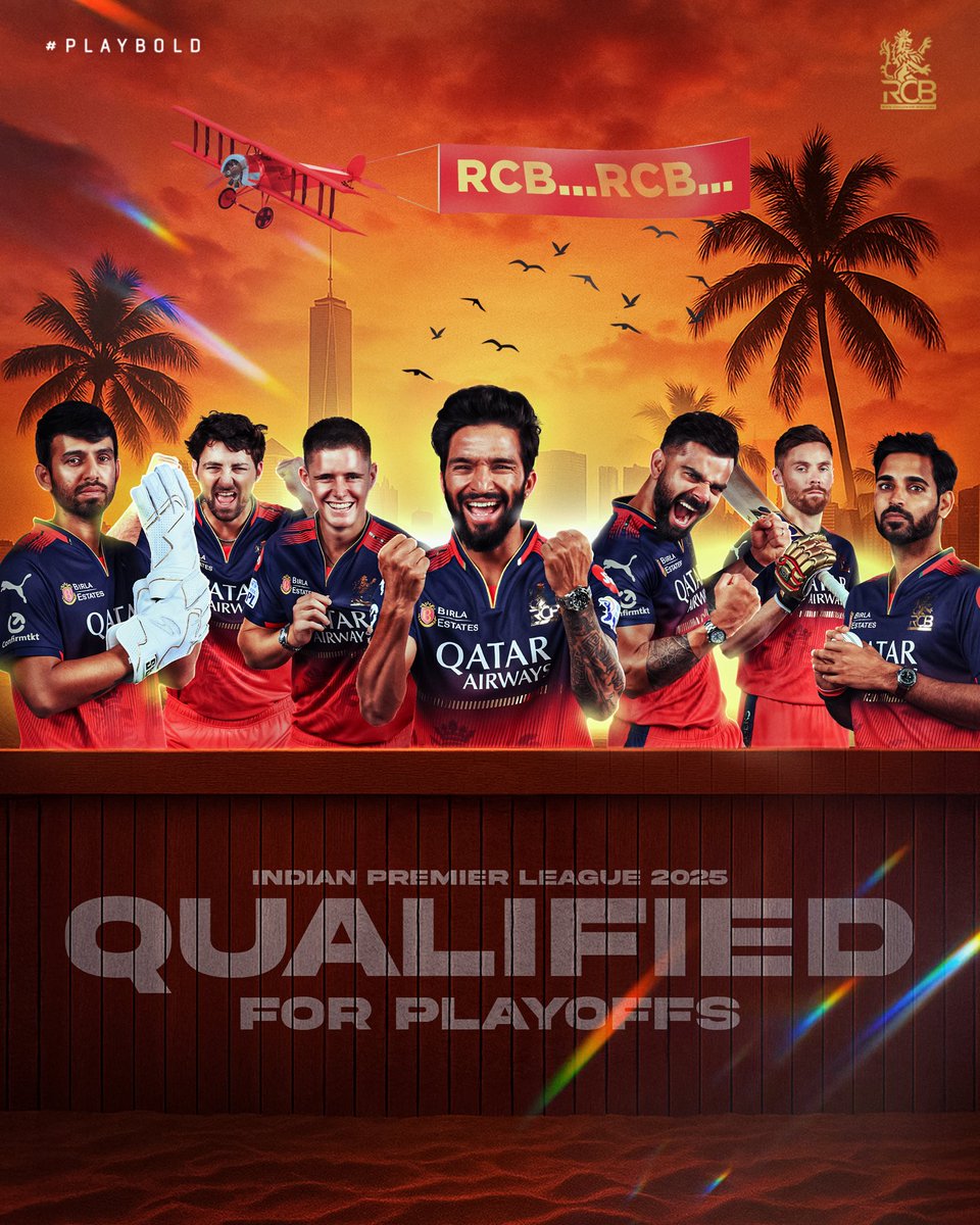 May 18th, again: 𝐏𝐥𝐚𝐲𝐨𝐟𝐟𝐬, 𝐡𝐞𝐫𝐞 𝐰𝐞 𝐜𝐨𝐦𝐞, 𝐚𝐠𝐚𝐢𝐧! 🔥

We cherish the moment, but eyes stay on the mission. 🎯🙌

#PlayBold #ನಮ್ಮRCB #IPL2025 #Season18