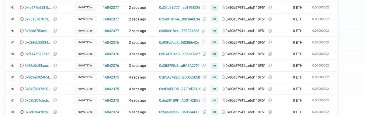 duoxehyon's tweet photo. bots spamming every single block with blind arb txs hoping to land one eventually as gas costs are too cheap. 0.00008$ per failed tx for this bot, that's only 10$ for 125k failed transactions. https://t.co/EhYXQlA0hC https://t.co/vcEvHJgZOO