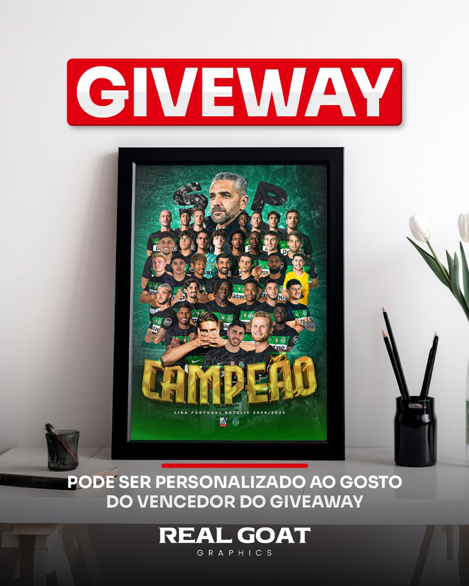 🔥GIVEAWAY PARA FÃS DE DESPORTO! 🔥

Ganha um Quadro A3/A4 100% personalizado! Do teu clube, ídolo, de um momento especial ou até de ti próprio! 🤩

Participa já 👉instagram.com/p/DJzc94eNXHa/

Colaboração: <a href="/CabineSport/">Cabine Desportiva</a> 

#giveaway #realgoatgraphics #cabinedesportiva