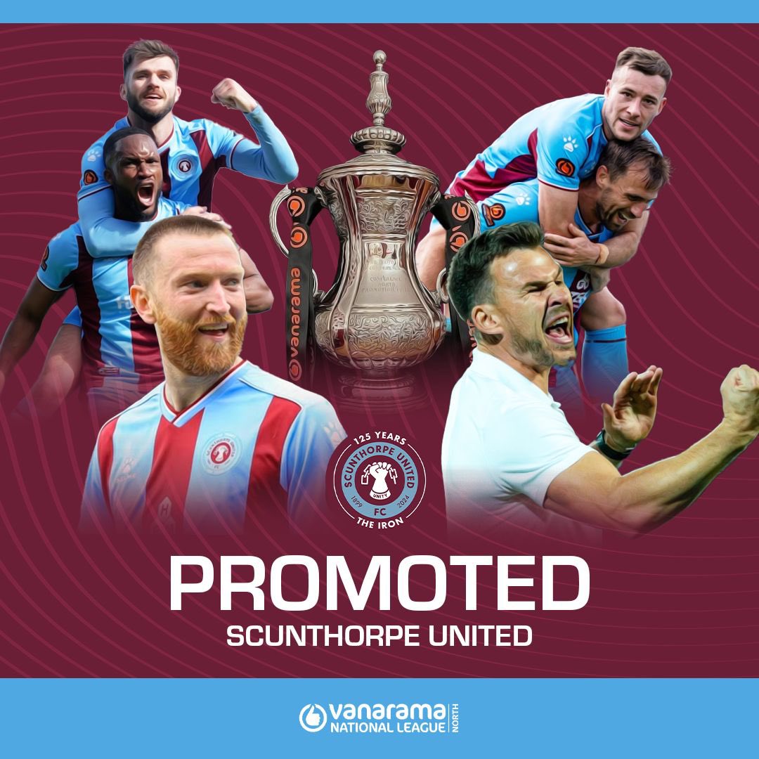Scunthorpe are back! 🏆

#TheVanarama | <a href="/SUFCOfficial/">Scunthor(P)e United FC</a>