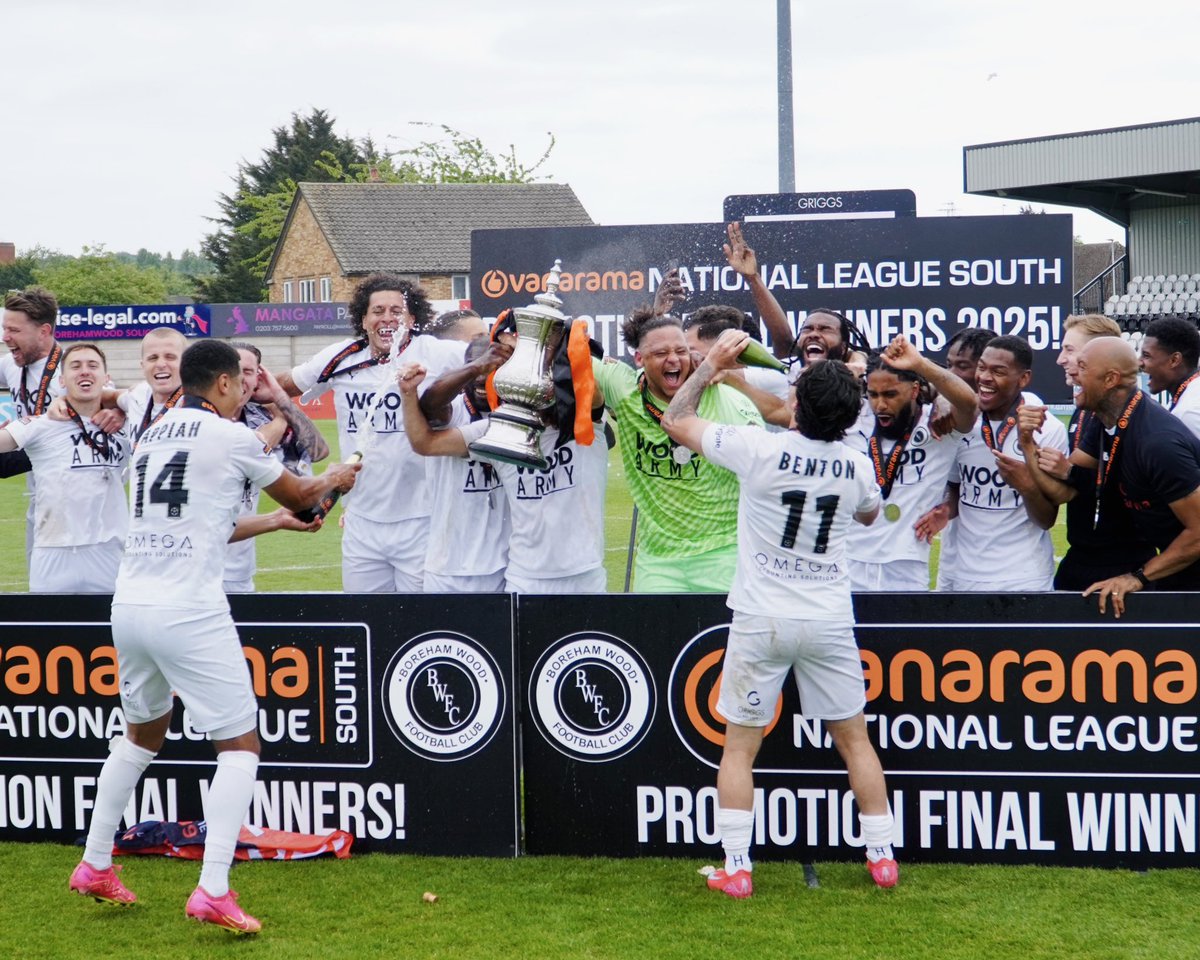 BOREHAM_WOODFC's tweet photo. Your 2024/25 Vanarama National League South Promotion Final Winners 🏆

#WeAreTheWood https://t.co/PHSM2DjpR2