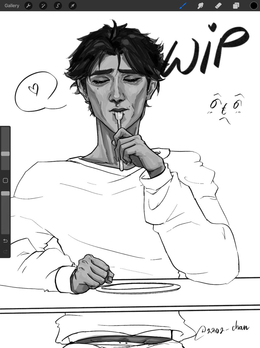 2202Chan's tweet image. Viktor enjoying a meal specially made for him❤️ #jayvik #wip #arcane #viktorfanart