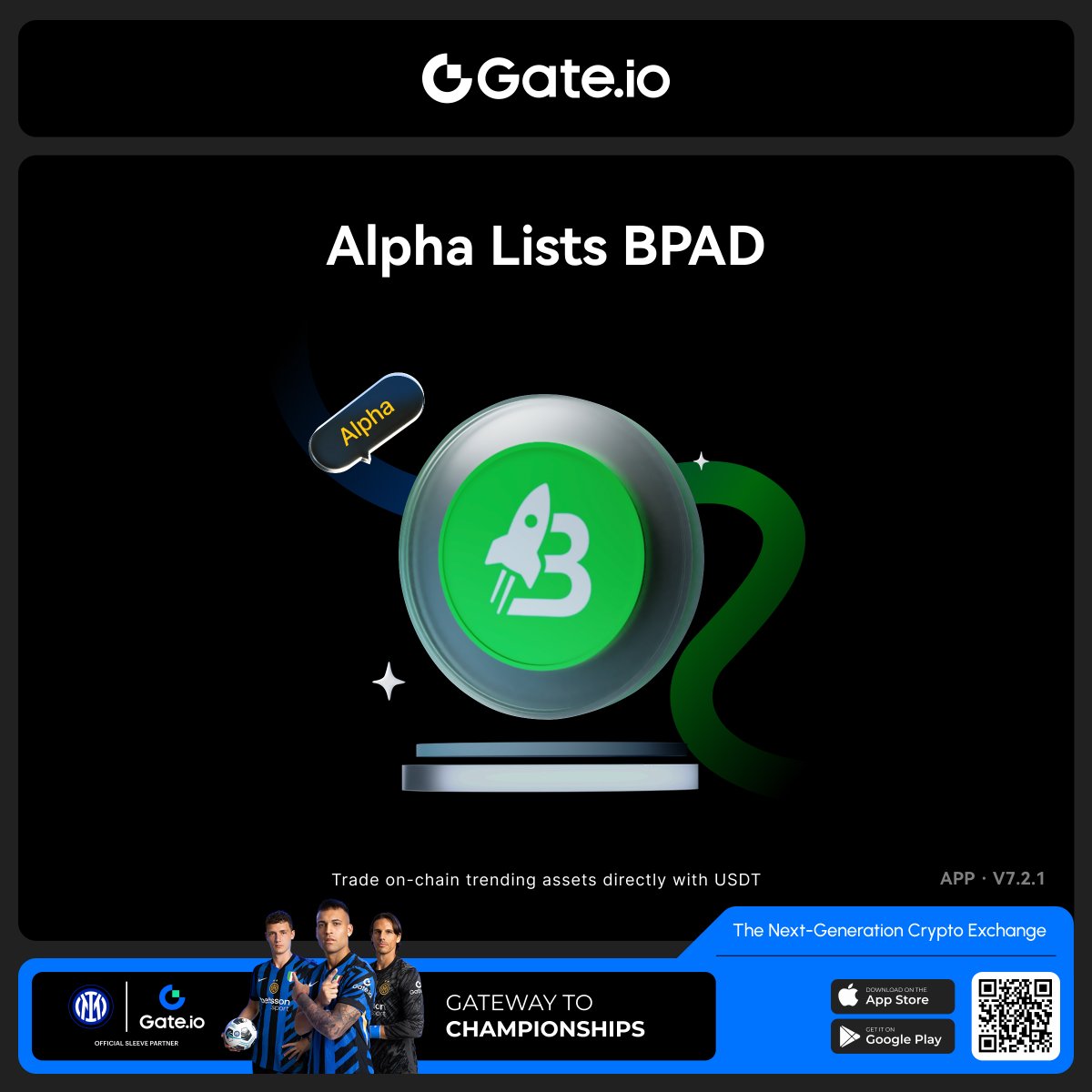 GateAlphaHQ's tweet photo. 📢 $BPAD is now live on Gate Alpha!
Users can now trade BelievePad( $BPAD )directly via Gate Alpha @GateioAlpha — Gate's one-stop on-chain trading portal.
🔥Trade the Hottest On-Chain Assets First
#Gateio #GateioAlpha #BPAD https://t.co/02ywmBF0Wq
