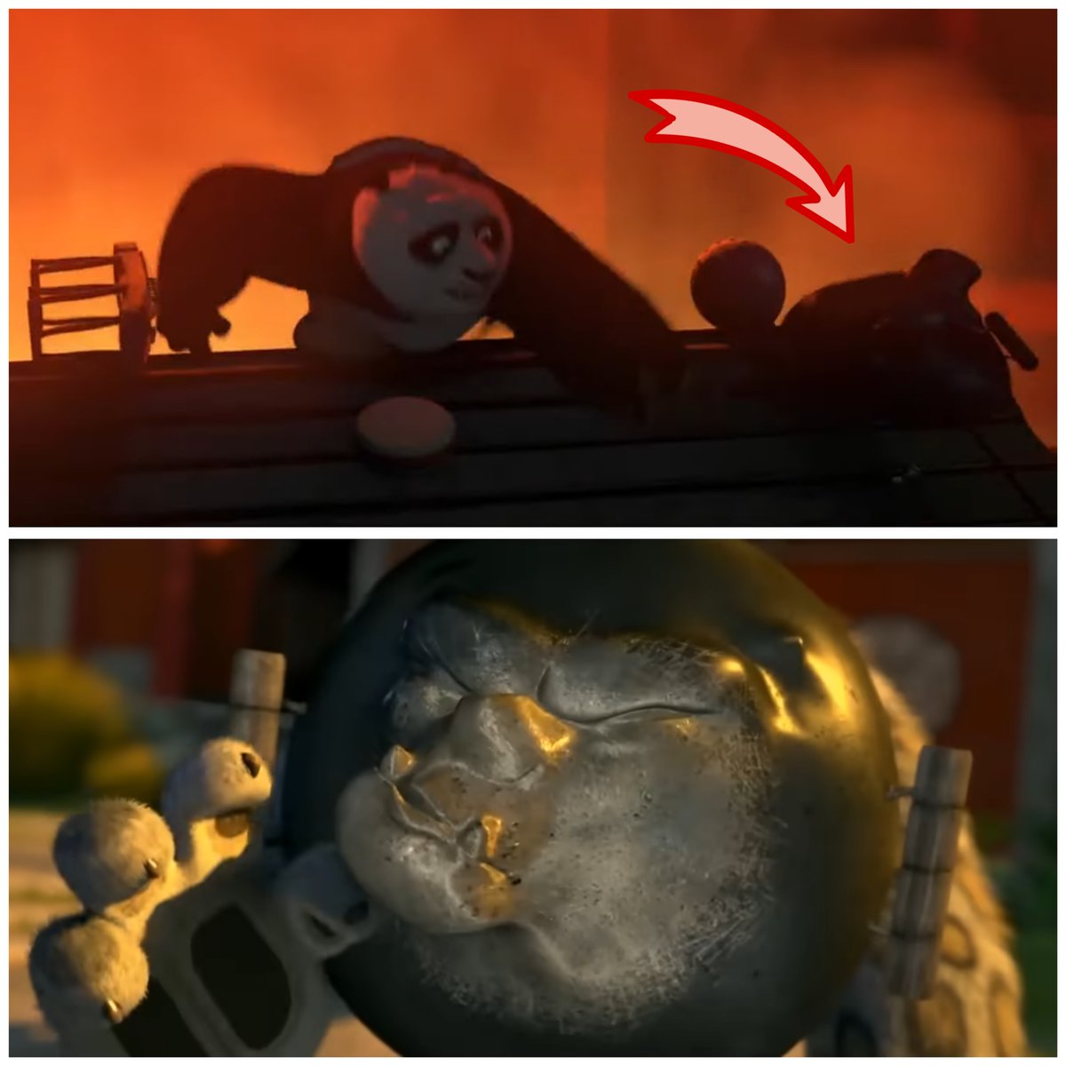 A113Rust's tweet photo. In Kung Fu Panda 2 , while Po tries to escape from Shen's foundry , among the metal objects that go to the foundry you can see the wok that Po used in the previous film to hit Tai Lung
#KungFuPanda2 , #KungFuPanda , #DreamworksAnimationStudios https://t.co/uuEB95xKqf