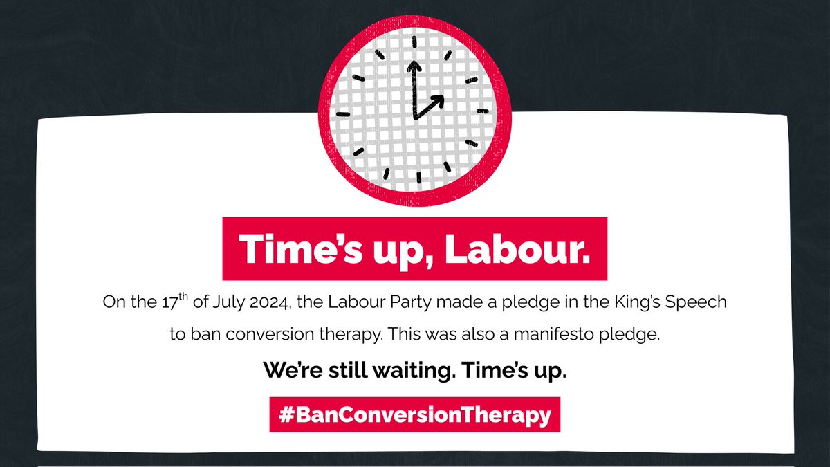 reggiejdovener's tweet photo. On the 17th of July 2024, the Labour Party promised a ban on conversion therapy. We’re still waiting. Time’s up.

@carolynharris24 @PrideInLabour

#BanConversionTherapy #TransRightsNow #TimeIsUp #ProtectTransPeople #Labour #LabourParty #LGBTQIA #LGBT #SurvivorsDeserveBetter https://t.co/iv86BvaFZz