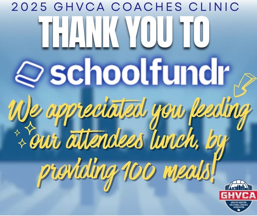 THANK YOU to our sponsors that did one of the most important things at the clinic… they fed us!! THANK YOU <a href="/TeamFunded/">TeamFunded</a> for the delicious breakfast of tacos &amp; donuts, along with those CLEAN GHVCA shirts! THANK YOU <a href="/myschoolfundr/">schoolfundr</a> for providing the fantastic 100 box lunches!!!