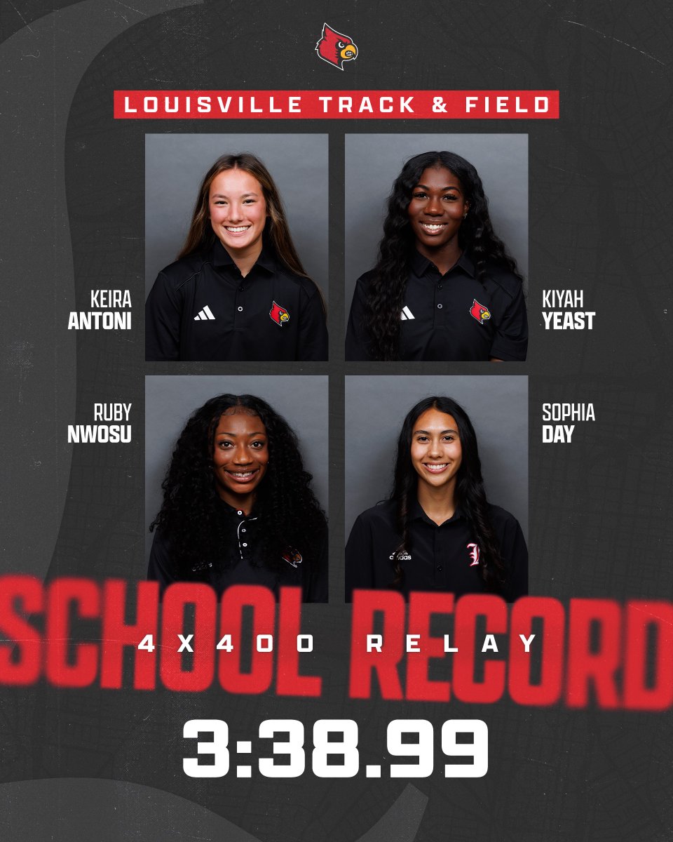 Stamped their names into the record books ✍️

Last night, the 4x400m relay team of Keira Antoni, Kiyah Yeast, Ruby Nwosu &amp; Sophia Day combined for a program-record time of 3:38.99!

#GoCards