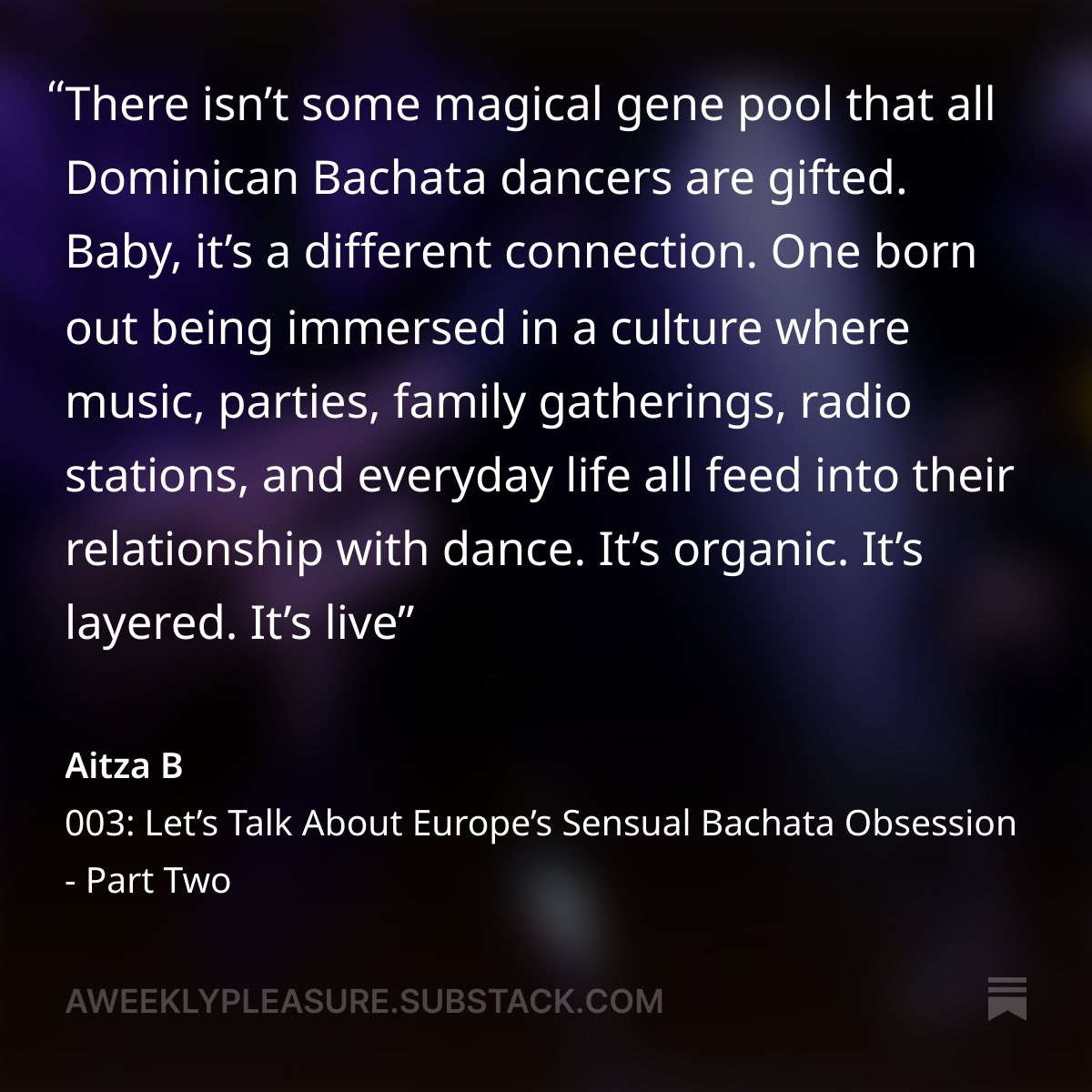 petiteaitza's tweet photo. Dominican Bachata isn’t about ethnicity. It’s about immersion. And I’m here to tell you, the path to accepting that starts with killing this notion that Dominican Bachata is something you need “in your blood” to understand. 

https://t.co/RT3mMXppmD https://t.co/UNWKePA4QW