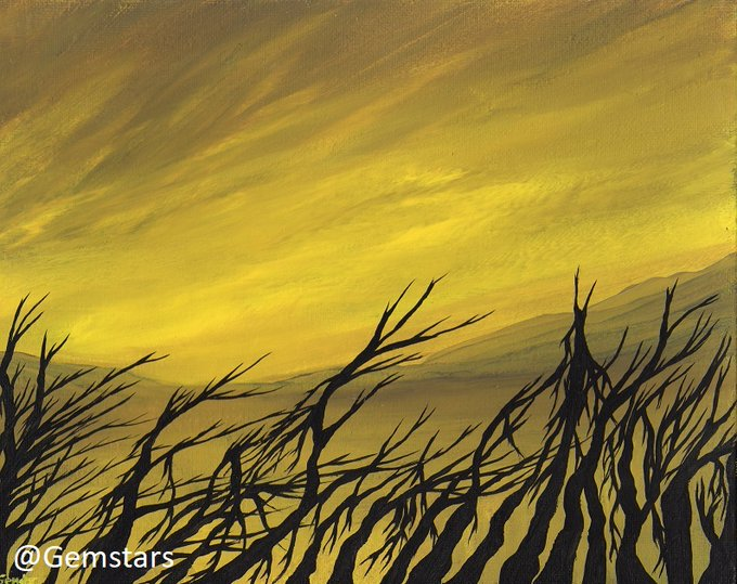 gemstars's tweet photo. Sun Valley Twig acrylic painting, where the dark is reaching up to the light. I painted this painting by hand with paint and brush.
#Gemstar #Gemstars #Art https://t.co/b9KCK0GxXt