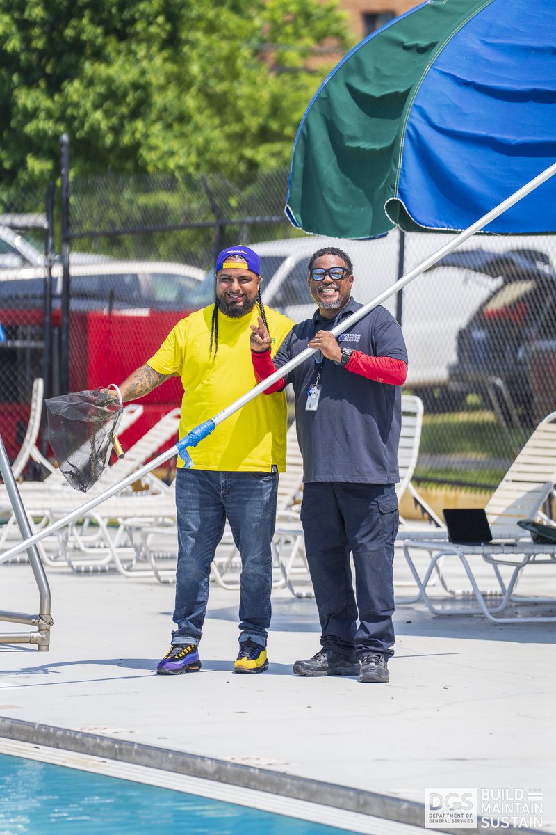 DCDGS's tweet photo. Director Hunter joined @Pashleytv from @7NewsDC at the Oxon Run Pool sharing that 22 pools will soon be ready to jump in during Memorial Day weekend!Residents can join us for our Jump-In DC
event this Fri., May 23rd, at Langdon Pool with @DCDPR! #PoolReadiness #DGSMaintainsDC https://t.co/datx9Wv2hD