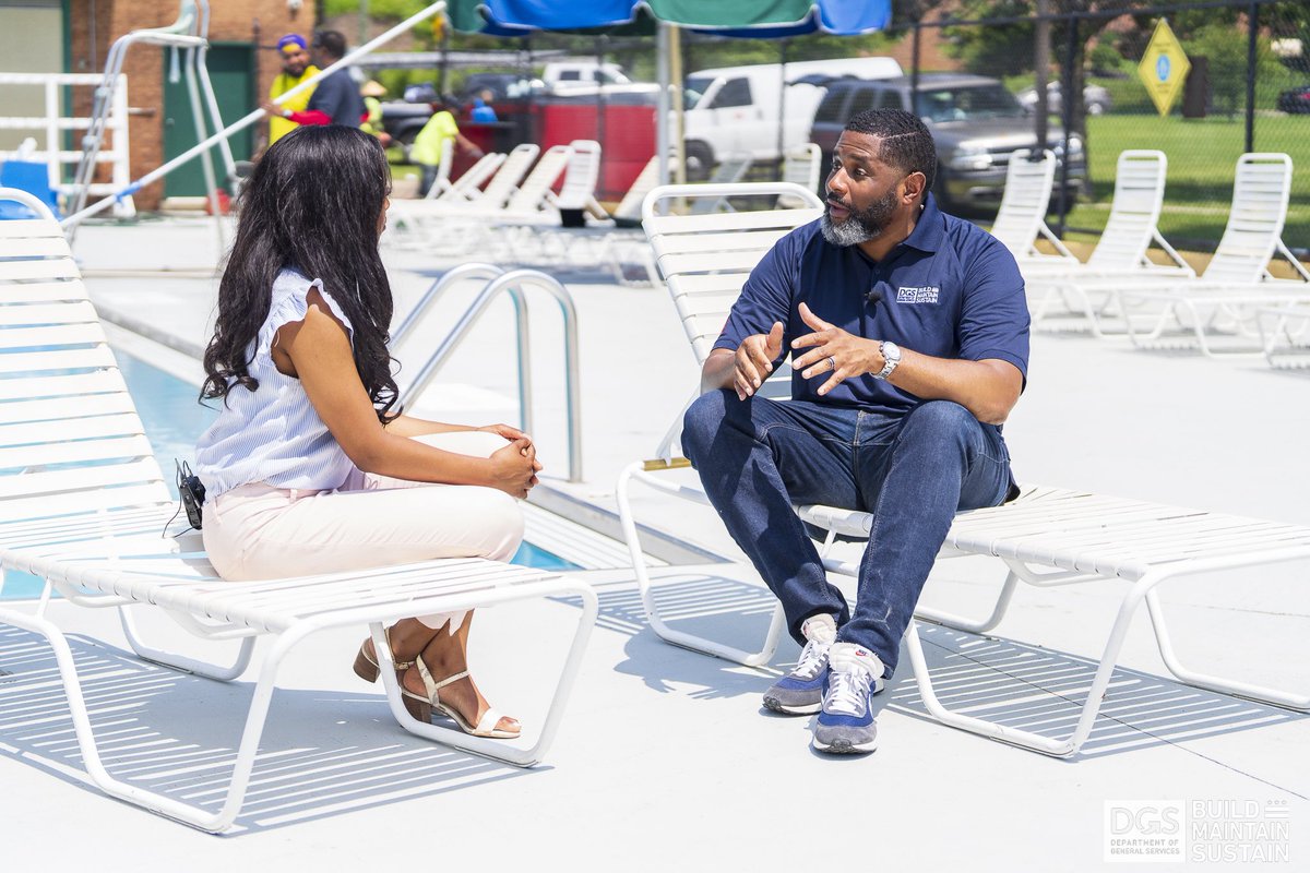 DCDGS's tweet photo. Director Hunter joined @Pashleytv from @7NewsDC at the Oxon Run Pool sharing that 22 pools will soon be ready to jump in during Memorial Day weekend!Residents can join us for our Jump-In DC
event this Fri., May 23rd, at Langdon Pool with @DCDPR! #PoolReadiness #DGSMaintainsDC https://t.co/datx9Wv2hD
