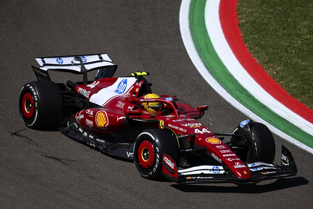 SocialTerritory's tweet image. Lewis and Scuderia Ferrari did a great job today. While not a podium, great drive from P12 to P4. #imola #imolagrandprix #imolagp #teamlh #f1 #formula1 #fia