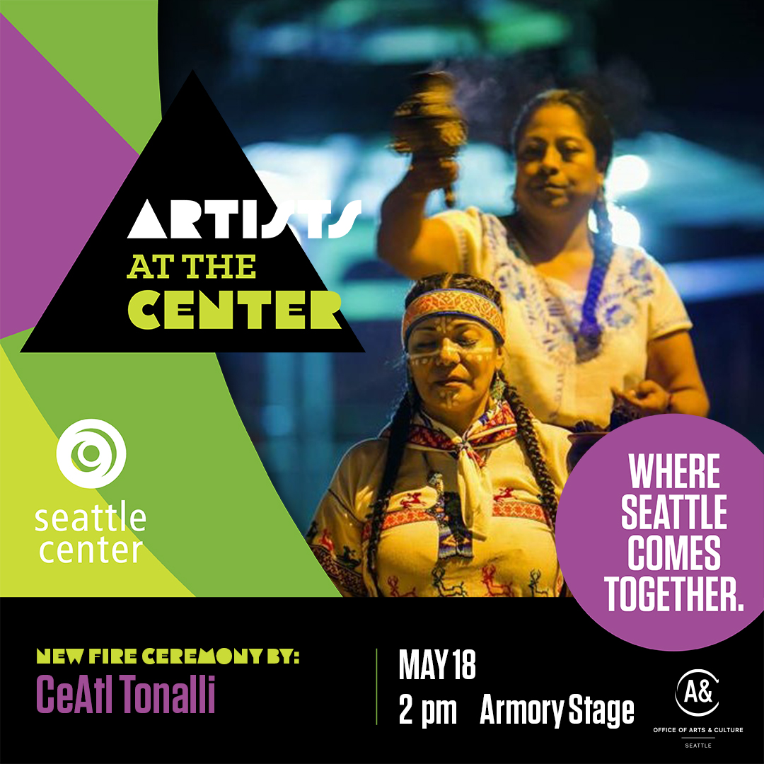 Today #ArtistsAtTheCenter offers a ceremony by CeAtl Tonalli: May 18, 2pm, Armory.
Passing the flame, Azteca dancers honor sacred firekeeper in a ritual where elder firekeeper imparts her knowledge &amp; blessings upon next generation of firekeepers. 
brnw.ch/21wSK4f