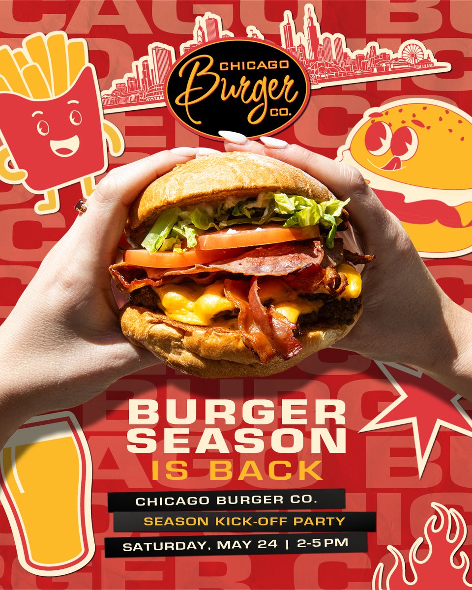SheratonChicago's tweet photo. Join us at @chicagoburgerycompany this Saturday, May 24th for a special kick-off party featuring:
🍔 Slider and mini shake tastings
🍔 Drink specials
🍔 Patio games
🍔 Live music from @daveherreromusic https://t.co/VwCBHYmQK1