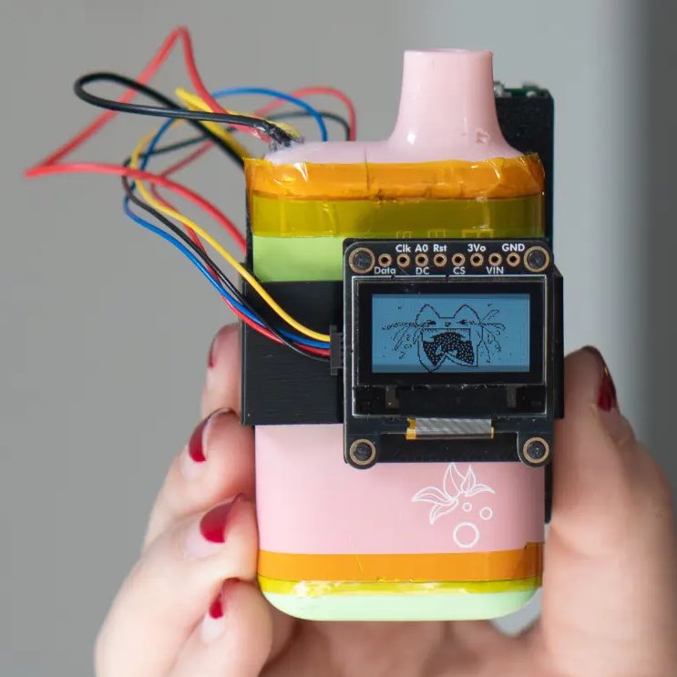Earlier this year, artists Rebecca Xun and Lucia Camacho created a Vape-o-Gotchi. It has a Tamagotchi trapped inside that dies if you stop vaping.