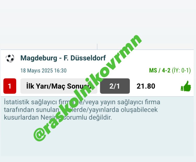 raskolnikovrmn's tweet photo. Almanya 🇩🇪 2 den harika kapanış 
Magdeburg HTFT 2/1  21.80 ✅🔥
#Headshoot 🎯😎
Gelsin kuponlar ✍️ https://t.co/Q53RZJsluz