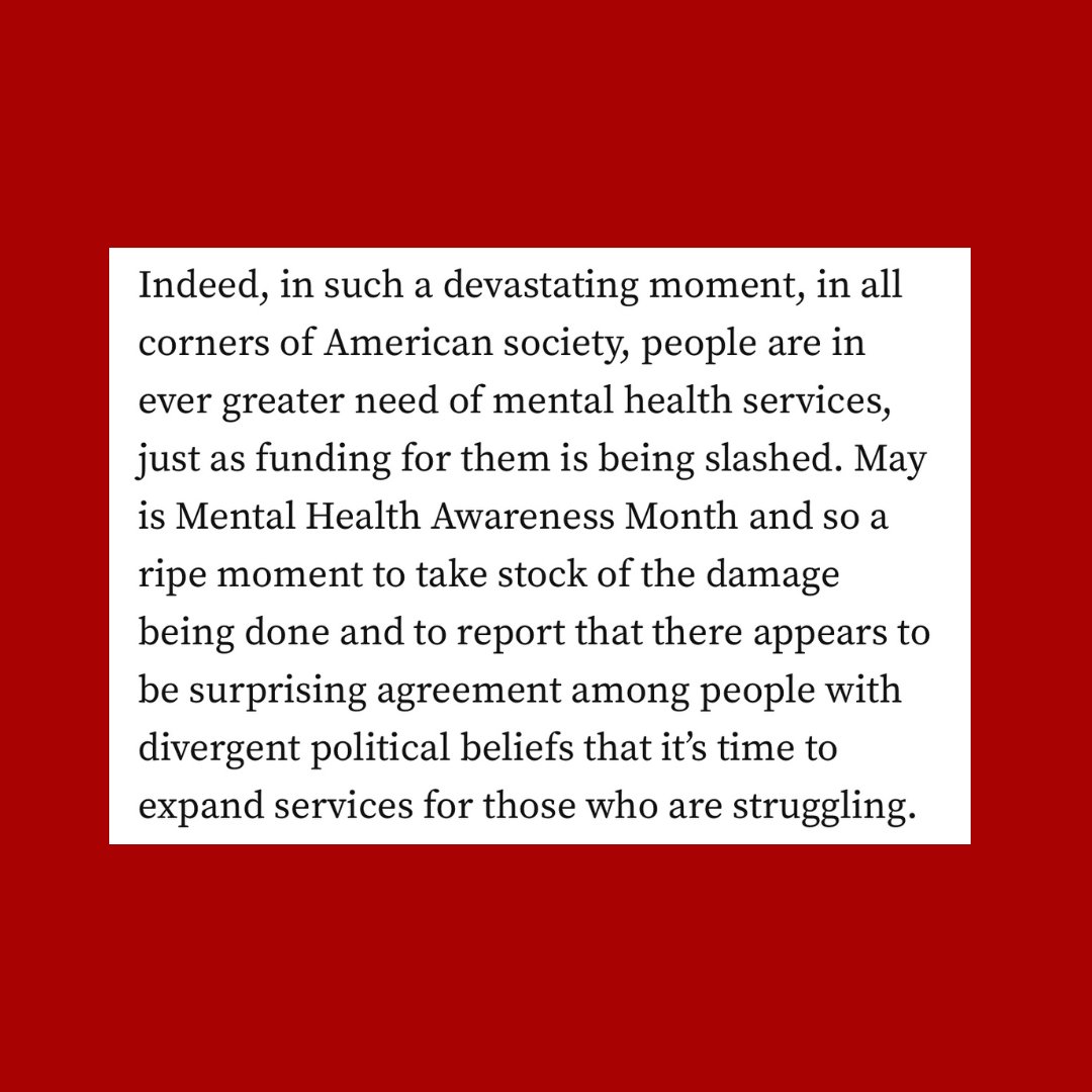 This #MentalHealthAwarenessMonth, a must-read from CounterPunch: “This Mental Health Awareness Month” by Mattea Kramer &amp; Dr. Sean Fogler. It exposes how federal cuts are dismantling care systems amid a worsening crisis. Communities demand more services—not less.