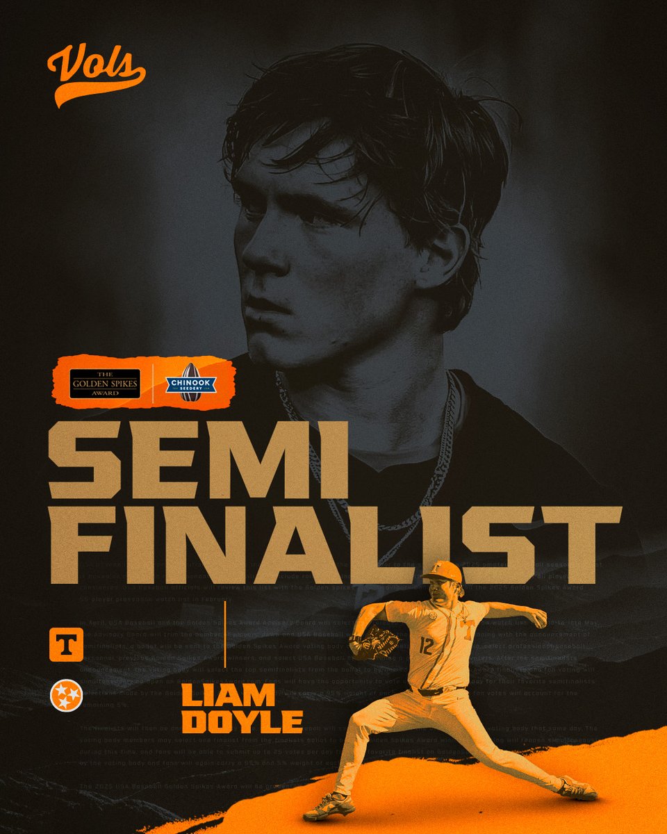 Tennessee Baseball (@vol_baseball) on Twitter photo Just the third pitcher in program history to be named a semifinalist or better for the <a href="/USAGoldenSpikes/">Golden Spikes Award</a> Award!
📰 1tn.co/3YMtNAz
#GBO🍊 Just the third pitcher in program history to be named a semifinalist or better for the <a href="/USAGoldenSpikes/">Golden Spikes Award</a> Award!
📰 1tn.co/3YMtNAz
#GBO🍊