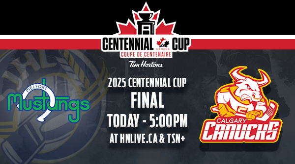 🔥📣 GAME DAY. FOR ALL THE MARBLES.

The National Gold Medal Game is TONIGHT between the Melfort Mustangs and the hosts and Alberta Junior Hockey League champion Calgary Canucks.

Puck drops at 5:00 P.M. MDT on HNLive.ca and TSN+!