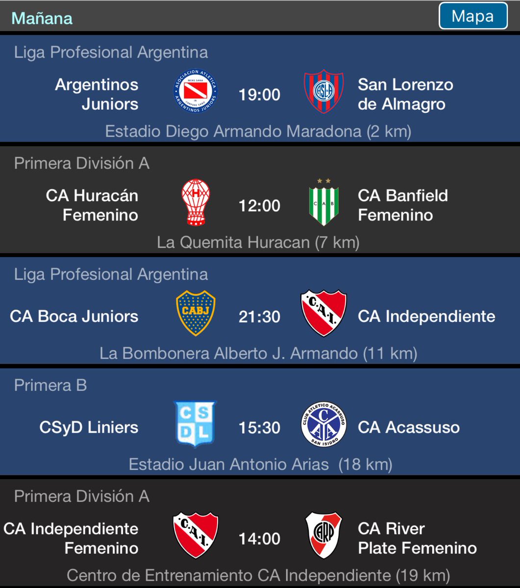 Pese a las elecciones en Ciudad de Buenos Aires, hoy hay mucho fútbol en todo el país. Y mañana y pasado… encontrá todos los partidos oficiales en Argentina descargándote Futbology 🏟️❤️