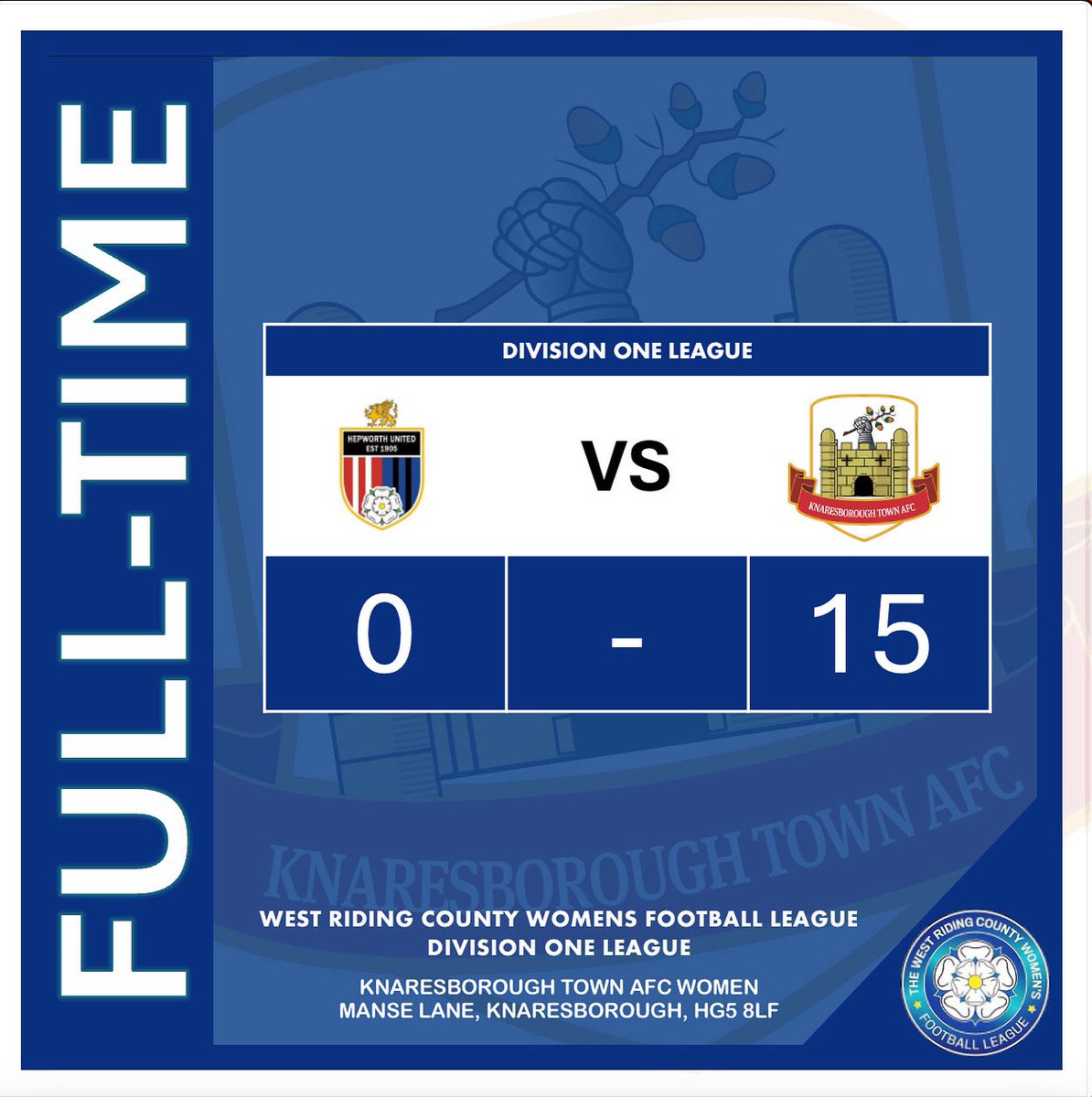 Final score: Hepworth United 0 - 15 Knaresborough Town Women.
Wow! What a great game to end the season, thank you to everyone who has supported us throughout the whole season. Your support has not gone unnoticed and we really appreciate it!