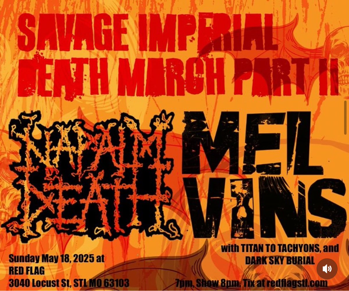 Red Flag STL (@fubar_stl) on Twitter photo Tonight at Red Flag: <a href="/napalmdeath/">Napalm Death</a> <a href="/melvinsdotcom/">melvins.com</a> Tickets are available at the door or right NOW at redflagstl.com! Tonight at Red Flag: <a href="/napalmdeath/">Napalm Death</a> <a href="/melvinsdotcom/">melvins.com</a> Tickets are available at the door or right NOW at redflagstl.com!