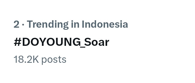 doppulupulu's tweet photo. #Doyoung_Soar is trending no.2 in Indonesia 🥹
#DOYOUNG_Soar
#DOLOiscoming https://t.co/GaJPXTL18H